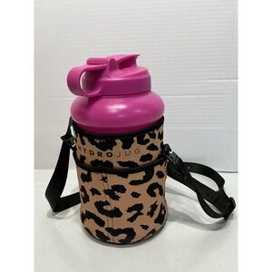 HYDROJUG hydro jug 73oz Water Bottle‎ Half Gallon With cheetah Sleeve Gym